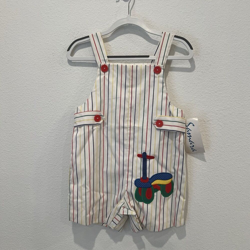 Boy Samara Outfit Multicolored With Scooter Embroidered Size 4T Vintage Pic